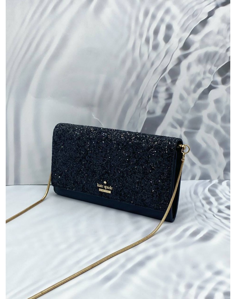 Kate spade black glitter on sale clutch